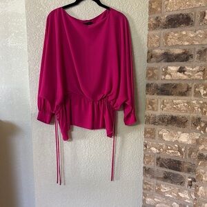 Josie Natori Fuchsia Blouson Long-Sleeve Top